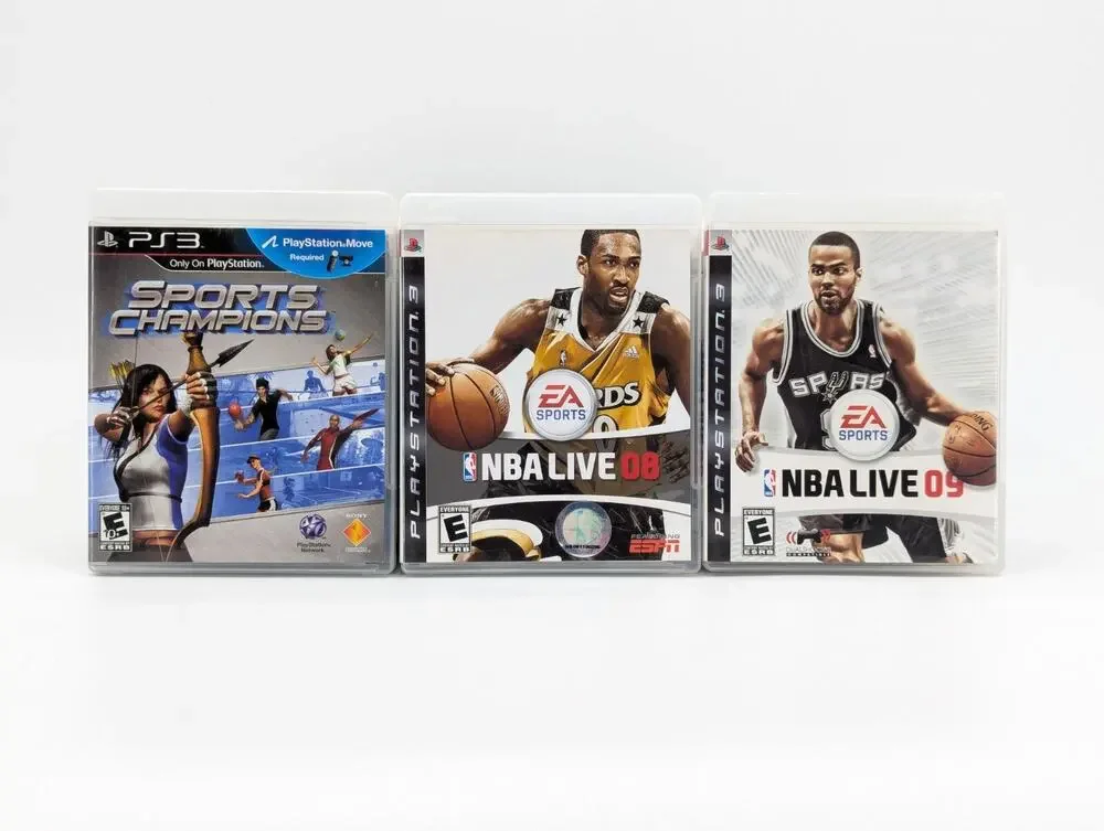 PS3 PlayStation 3 NBA Live 08 & NBA Live 09 & Sports Champions Lot of 3 Tested